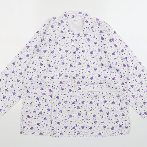 Preworn  Womens Multicoloured Floral Cotton Basic Button-Up Size L Round Neck