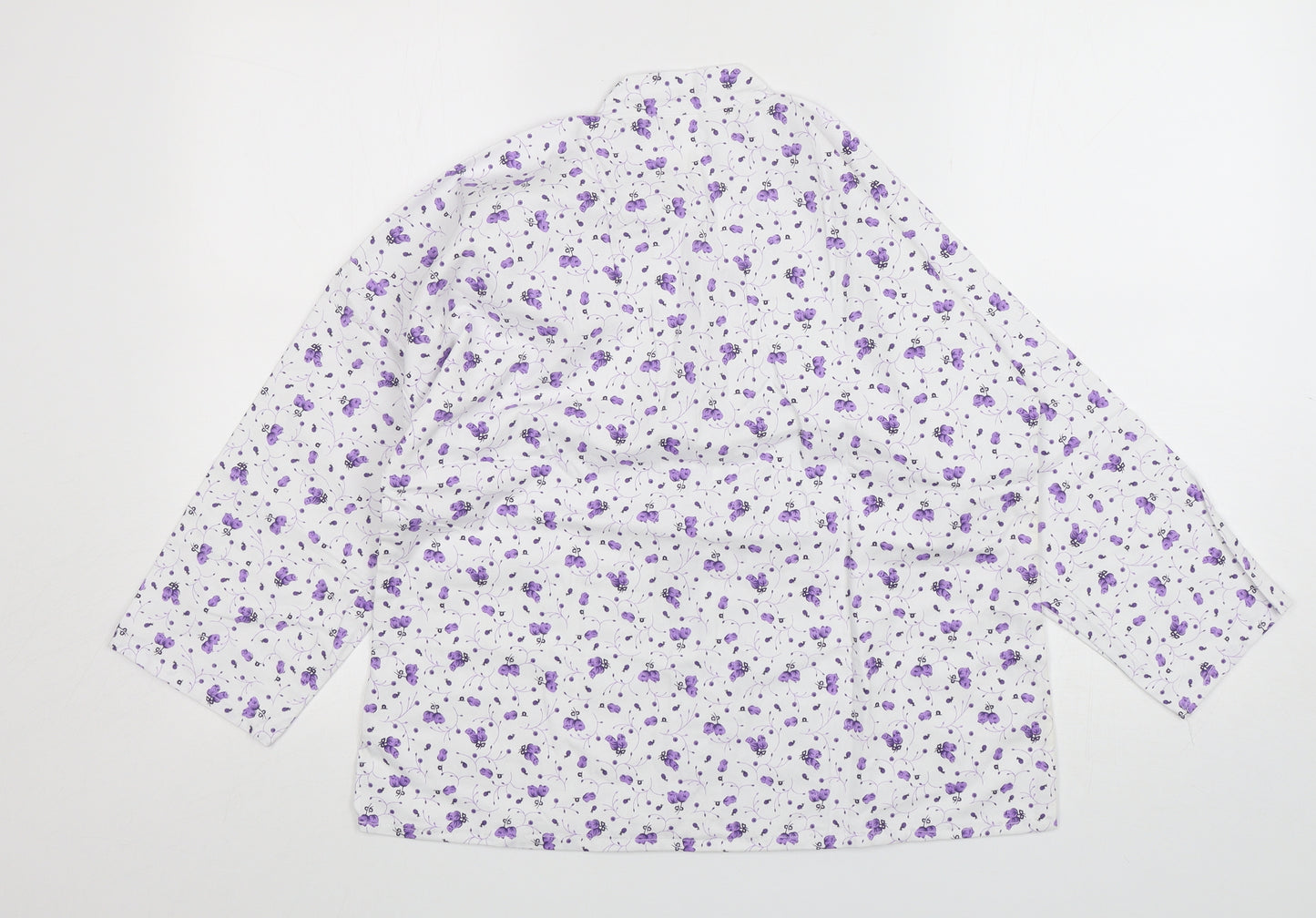 Preworn  Womens Multicoloured Floral Cotton Basic Button-Up Size L Round Neck
