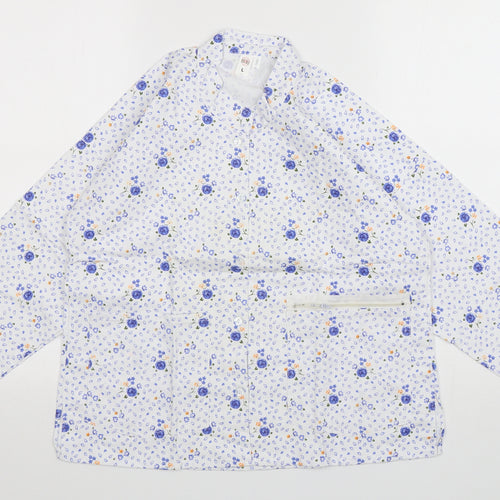 Preworn  Womens Multicoloured Floral Cotton Basic Button-Up Size L Round Neck