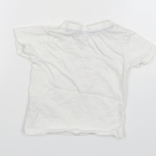 Primark Boys White  Cotton Basic T-Shirt Size 12-18 Months Round Neck