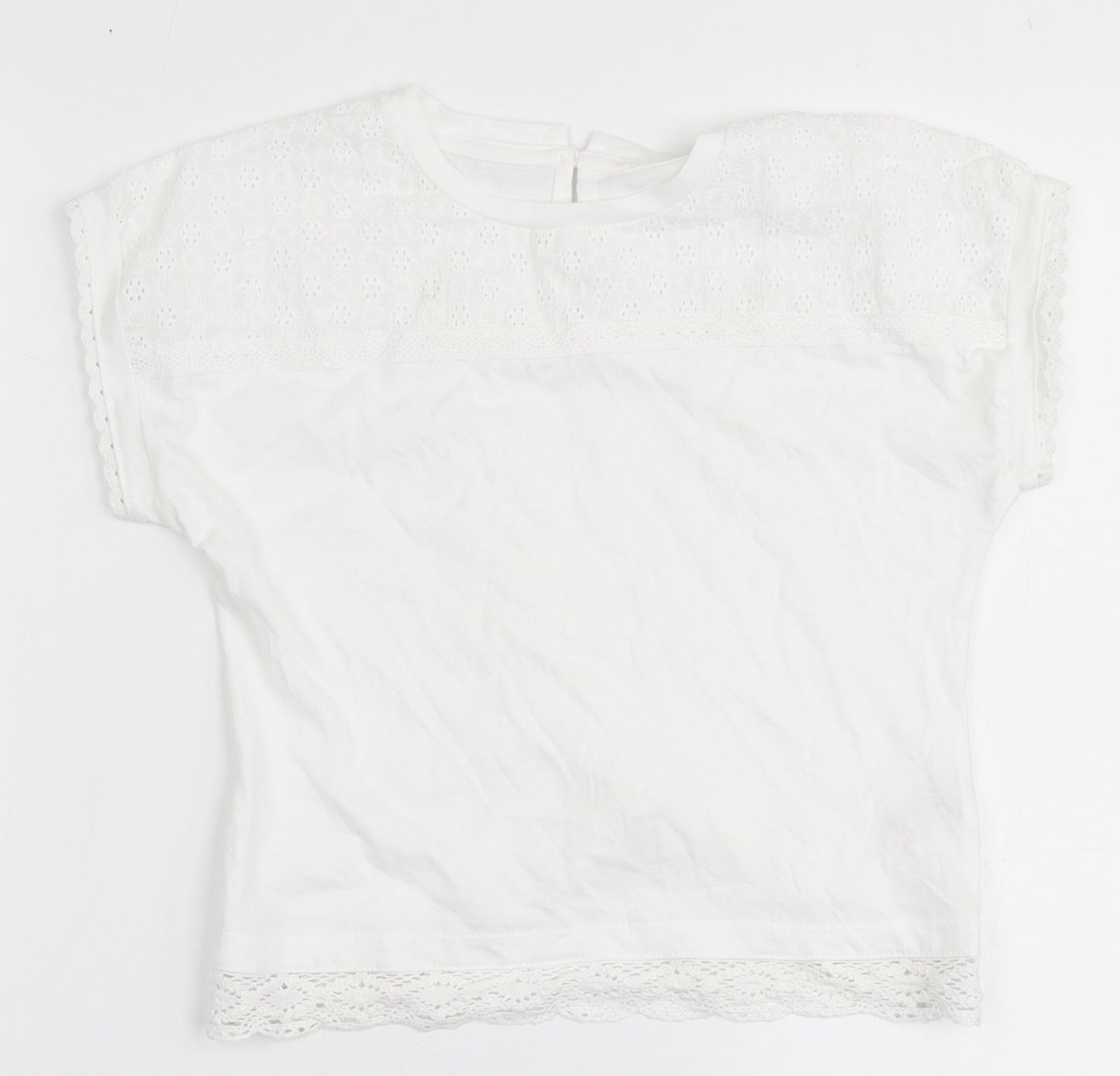 Dunnes Stores Girls White  100% Cotton Basic T-Shirt Size 7-8 Years Round Neck