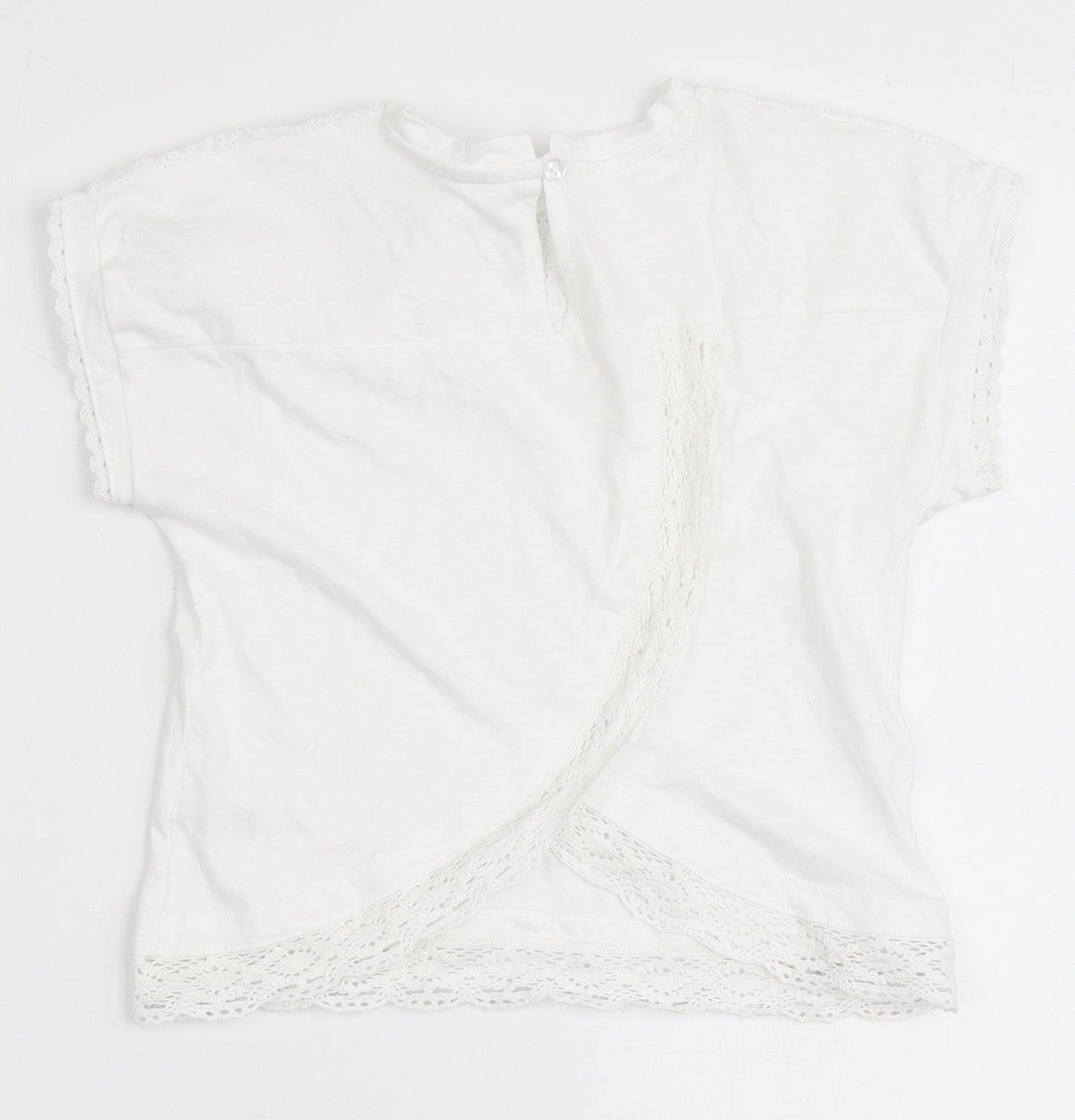 Dunnes Stores Girls White  100% Cotton Basic T-Shirt Size 7-8 Years Round Neck