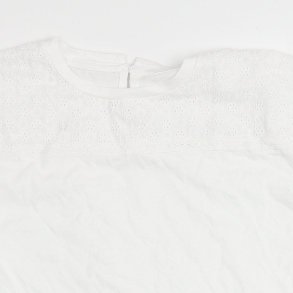 Dunnes Stores Girls White  100% Cotton Basic T-Shirt Size 7-8 Years Round Neck