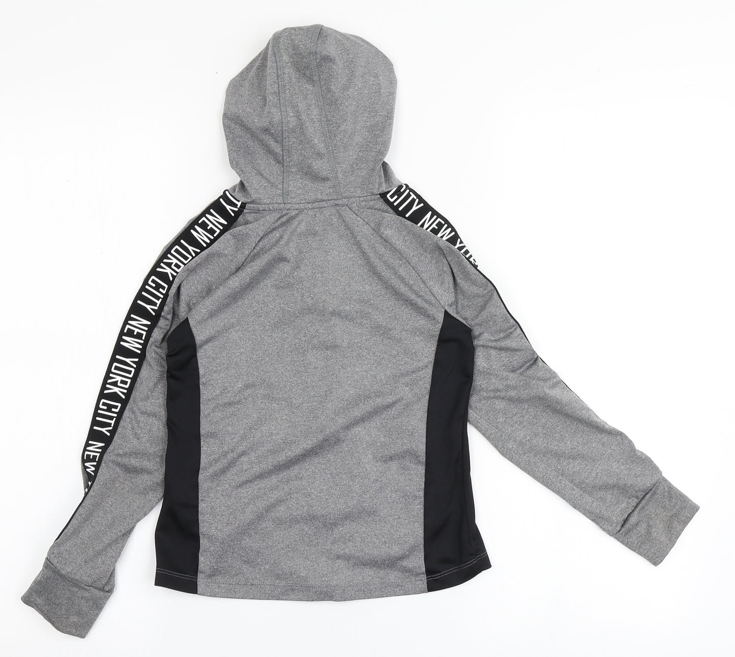 YD Active Girls Grey  Polyester Full Zip Hoodie Size 7-8 Years  Zip - New York City