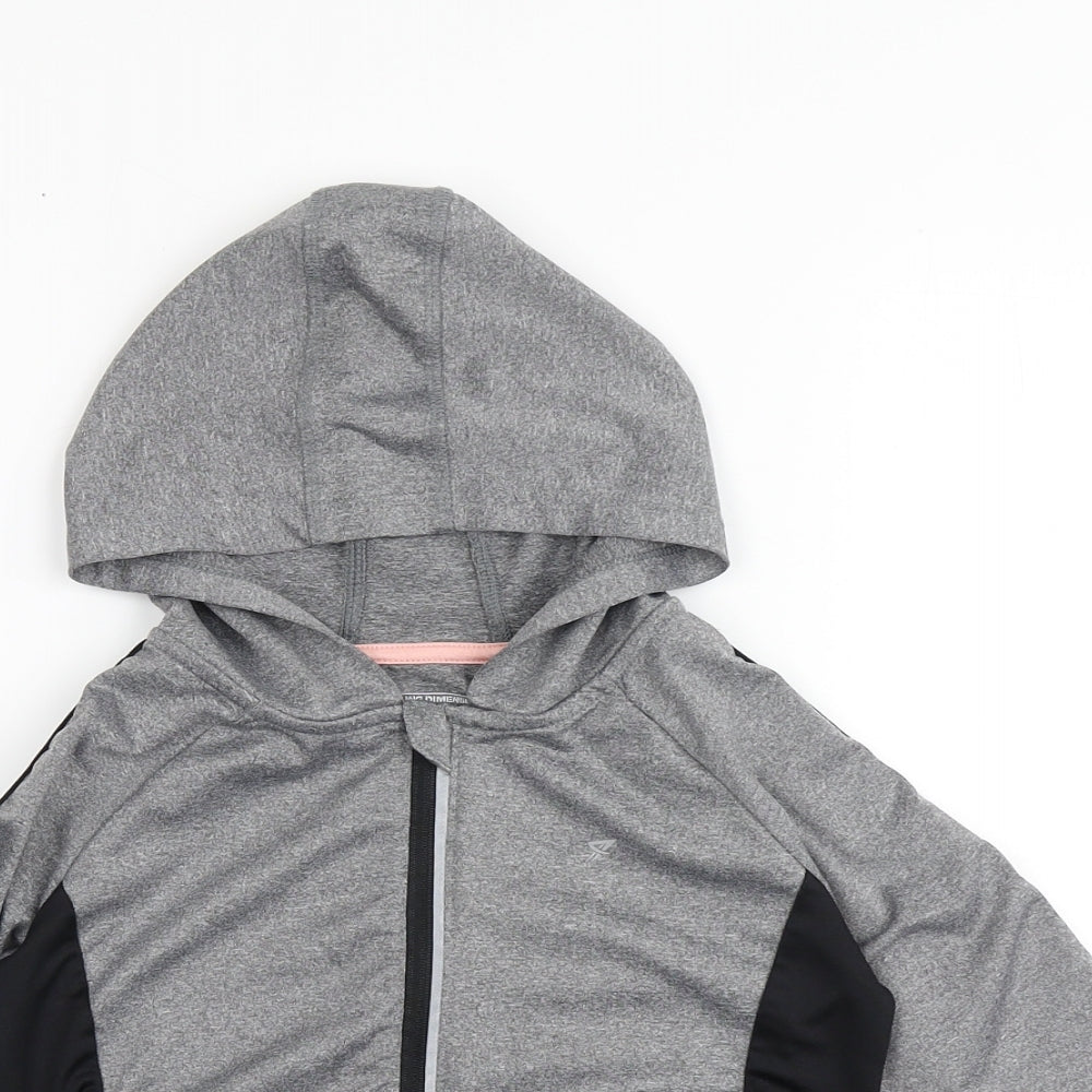 YD Active Girls Grey  Polyester Full Zip Hoodie Size 7-8 Years  Zip - New York City