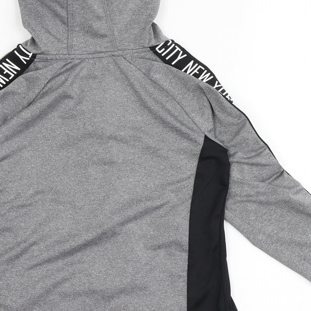 YD Active Girls Grey  Polyester Full Zip Hoodie Size 7-8 Years  Zip - New York City