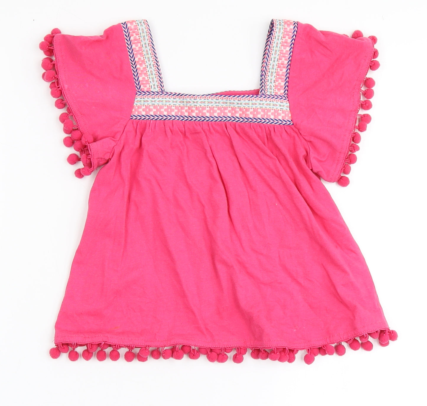 PEP&CO Girls Pink  100% Cotton Basic T-Shirt Size 5-6 Years Square Neck