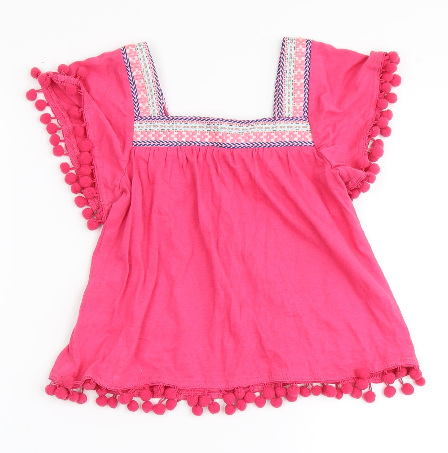 PEP&CO Girls Pink  100% Cotton Basic T-Shirt Size 5-6 Years Square Neck