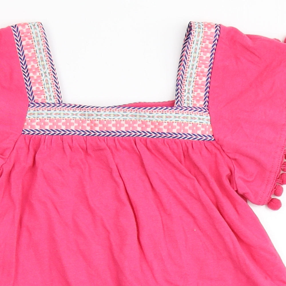 PEP&CO Girls Pink  100% Cotton Basic T-Shirt Size 5-6 Years Square Neck