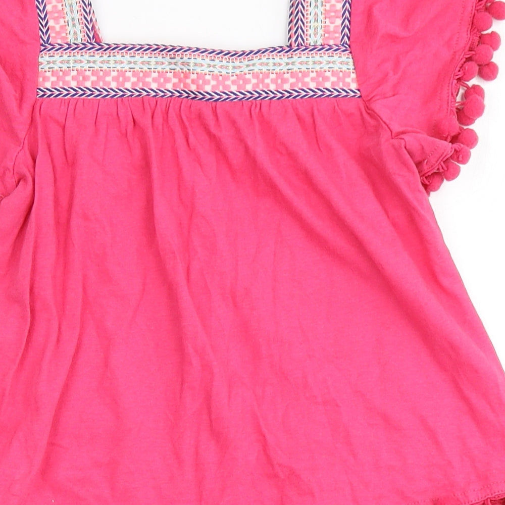 PEP&CO Girls Pink  100% Cotton Basic T-Shirt Size 5-6 Years Square Neck