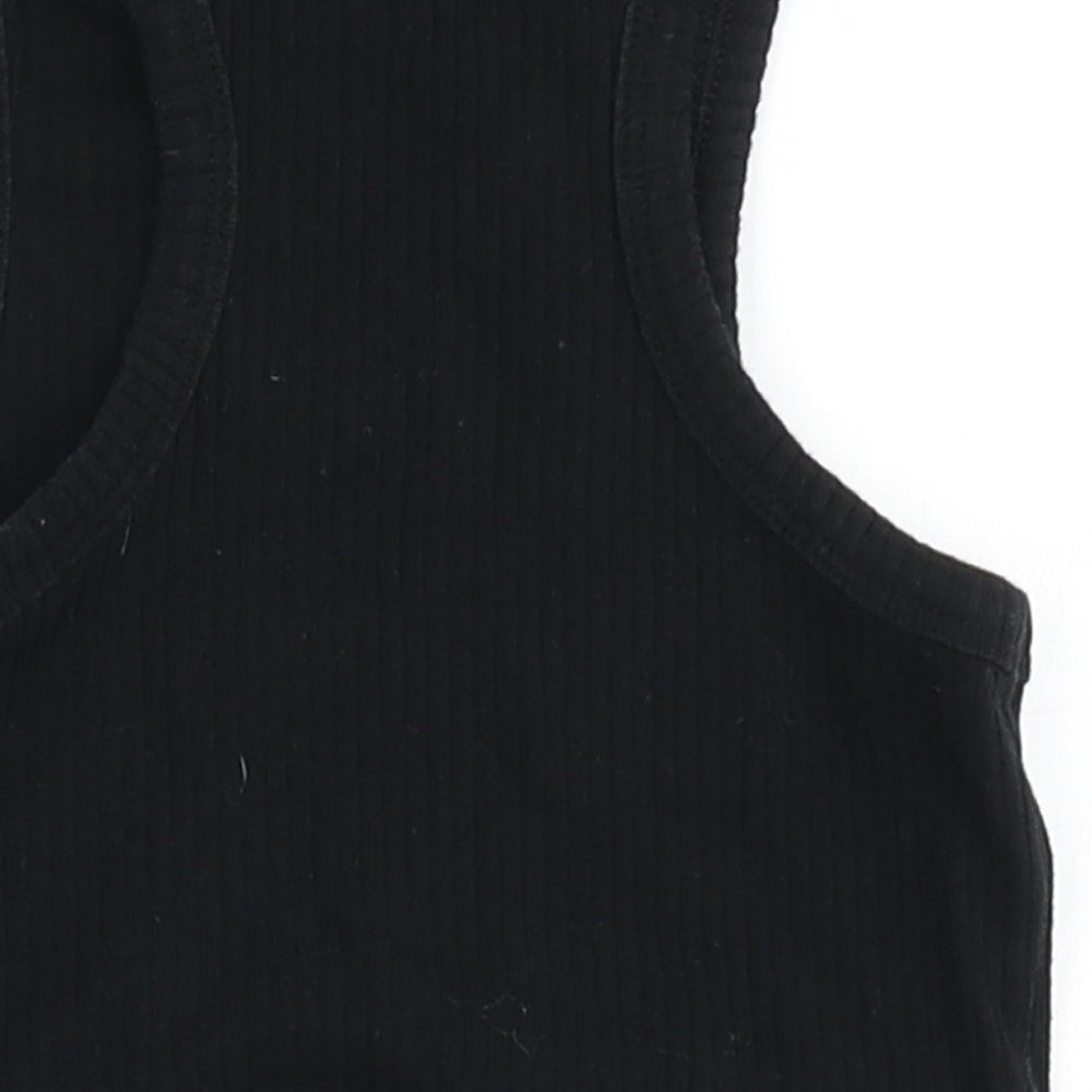River Island Girls Black  Cotton Cropped Tank Size 7-8 Years Round Neck