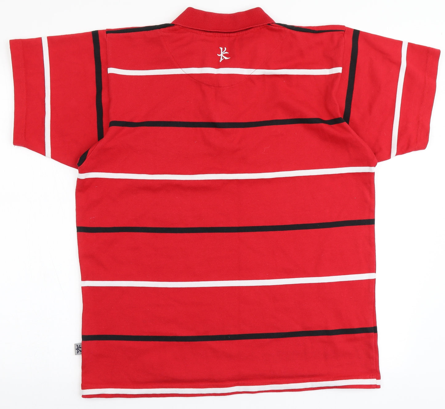 Kukri Mens Red Striped Cotton  Polo Size S Round Neck Button