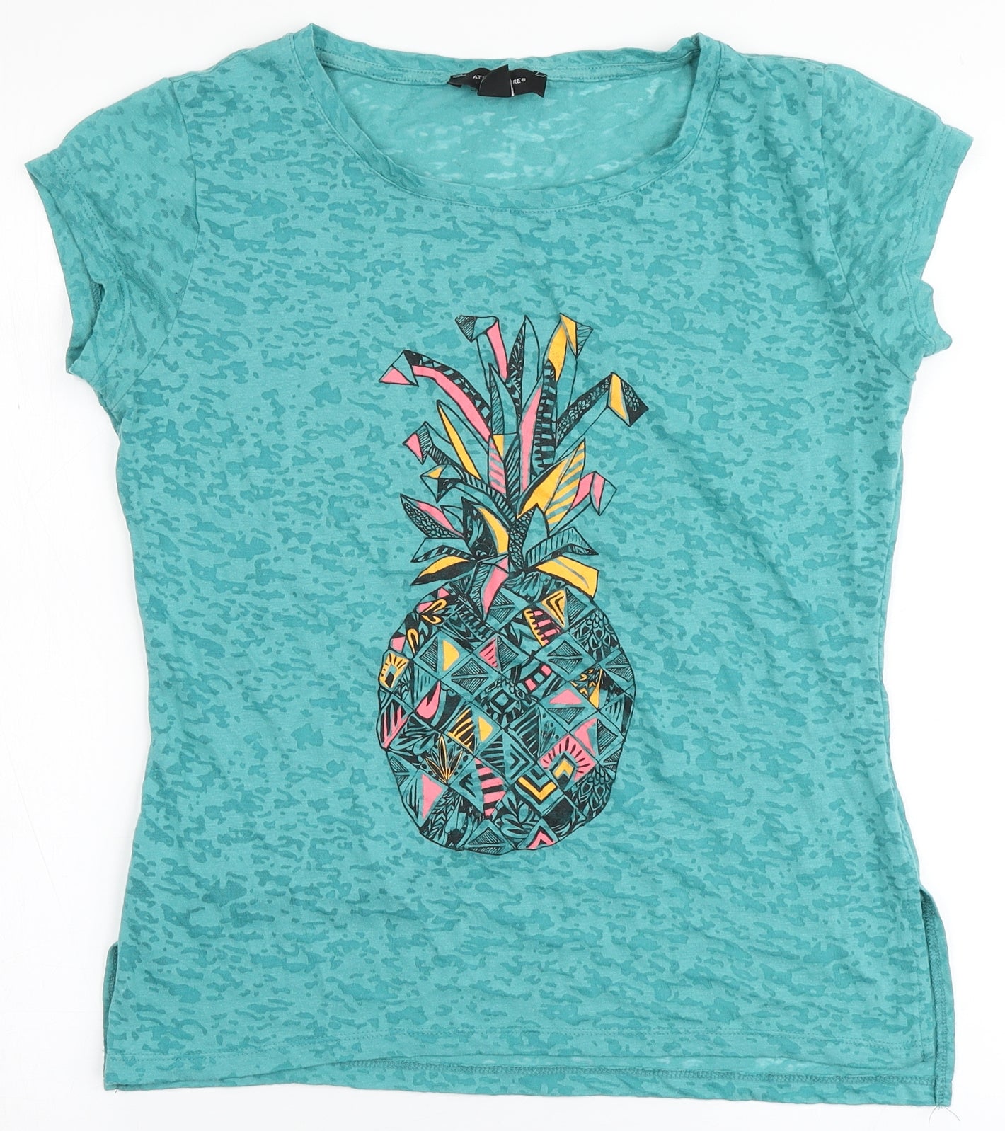 Atmosphere Womens Blue  Polyester Basic T-Shirt Size 10 Round Neck - Pinapple