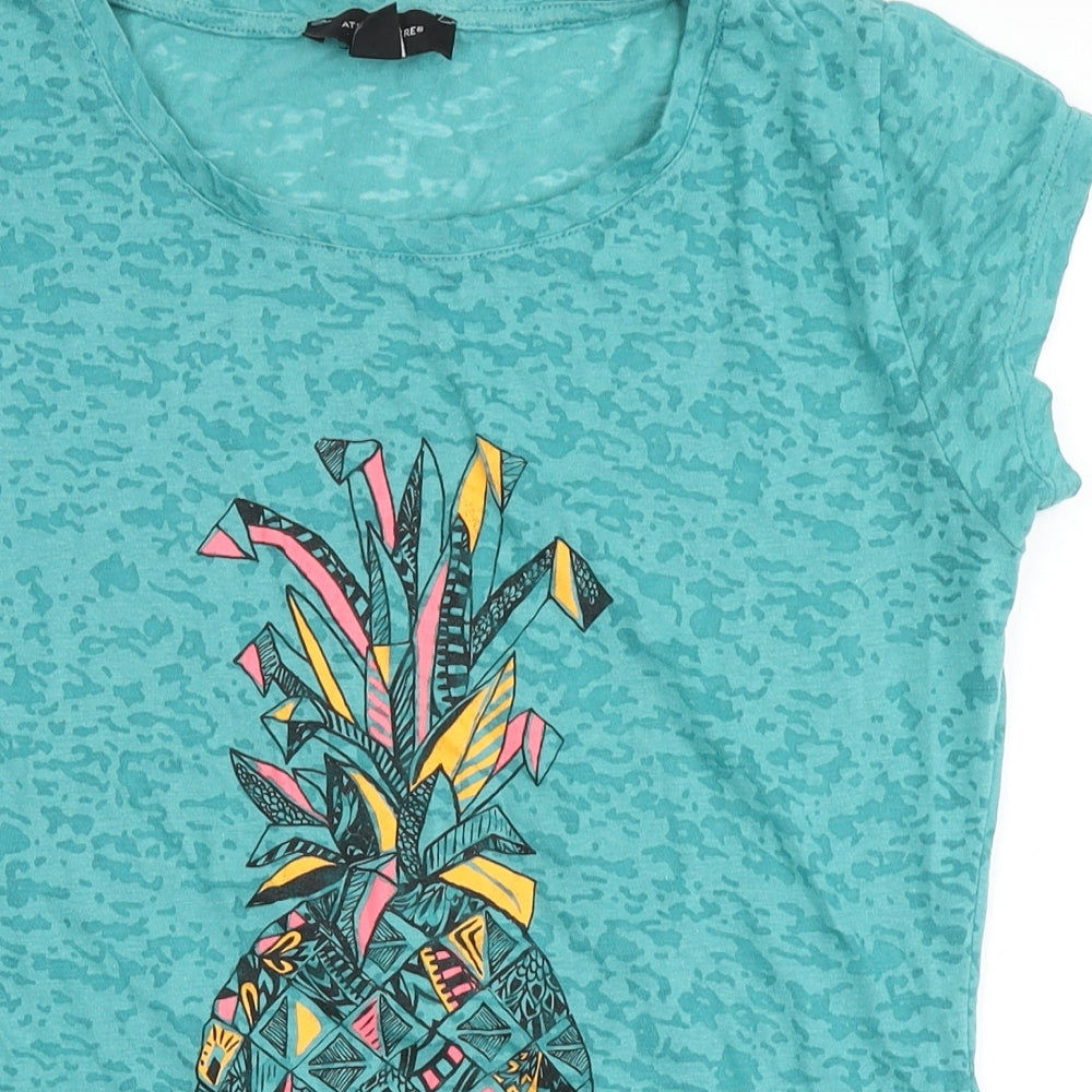 Atmosphere Womens Blue  Polyester Basic T-Shirt Size 10 Round Neck - Pinapple