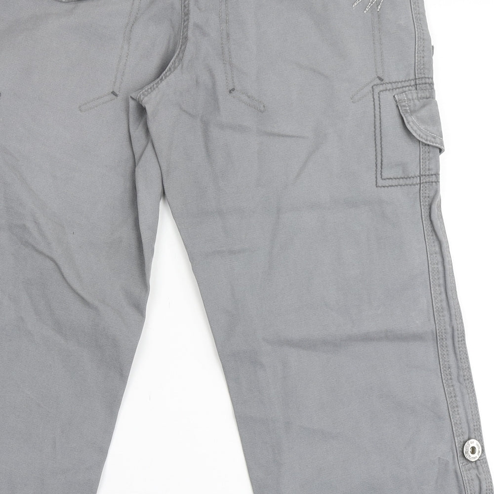 New Look Womens Grey  100% Cotton Cargo Shorts Size 10 L20 in Regular Zip