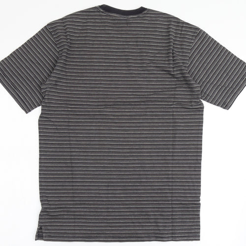 One True Saxon Mens Multicoloured Striped Cotton  T-Shirt Size S Round Neck