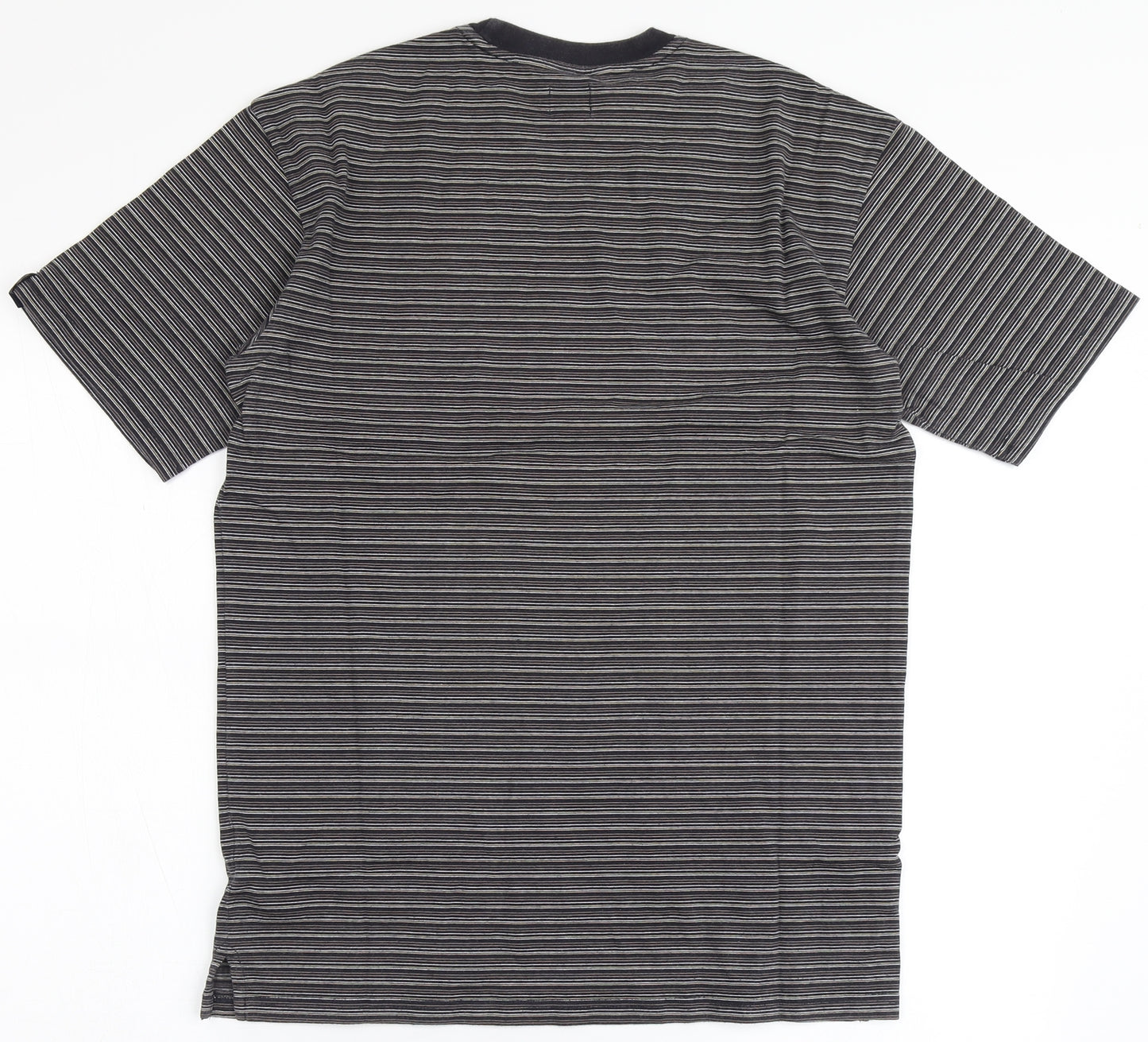 One True Saxon Mens Multicoloured Striped Cotton  T-Shirt Size S Round Neck