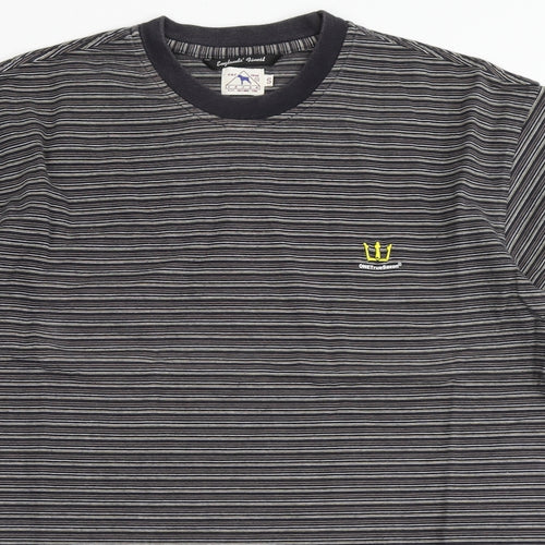 One True Saxon Mens Multicoloured Striped Cotton  T-Shirt Size S Round Neck