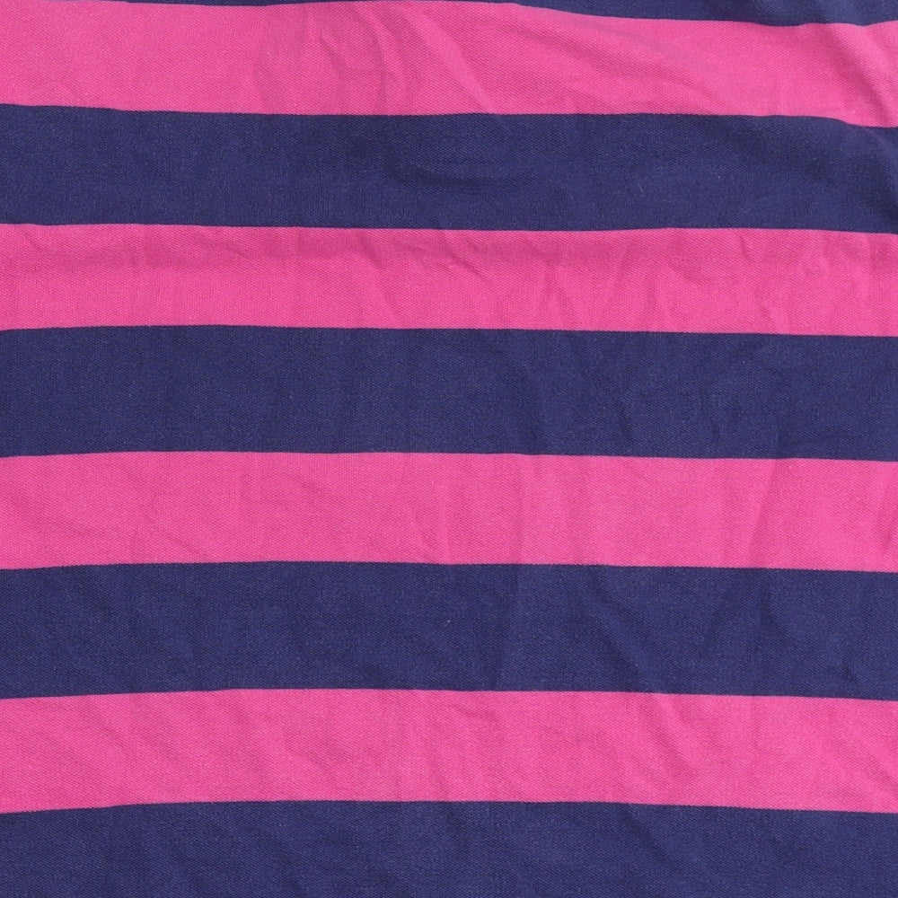 Joules Mens Purple Striped 100% Cotton  Polo Size L Round Neck Button