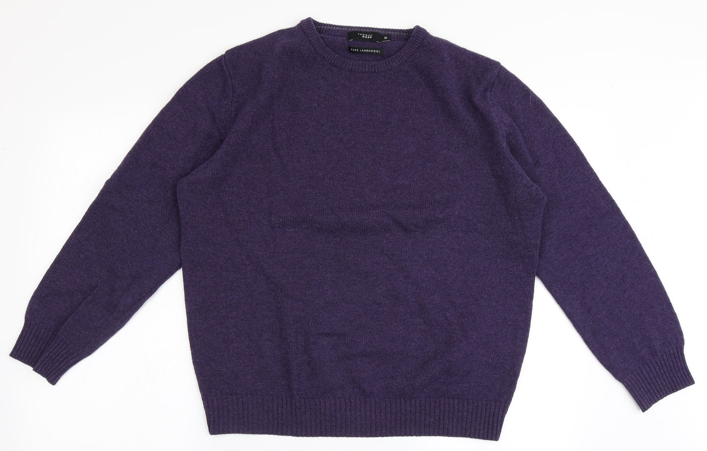 Thomas Nash Mens Purple Round Neck  Wool Pullover Jumper Size M