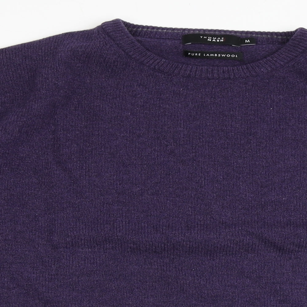 Thomas Nash Mens Purple Round Neck  Wool Pullover Jumper Size M