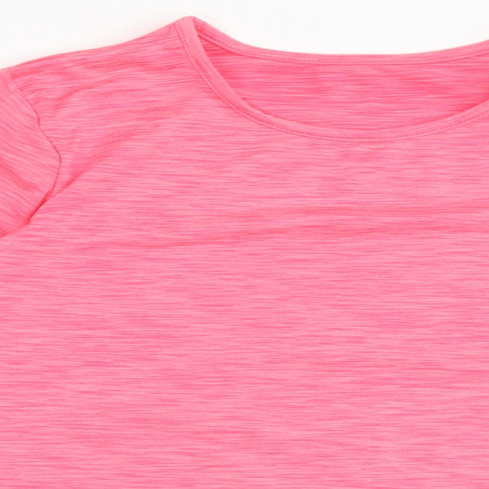 Dunnes Stores Girls Pink  Polyester Basic T-Shirt Size 7-8 Years Round Neck  - Active