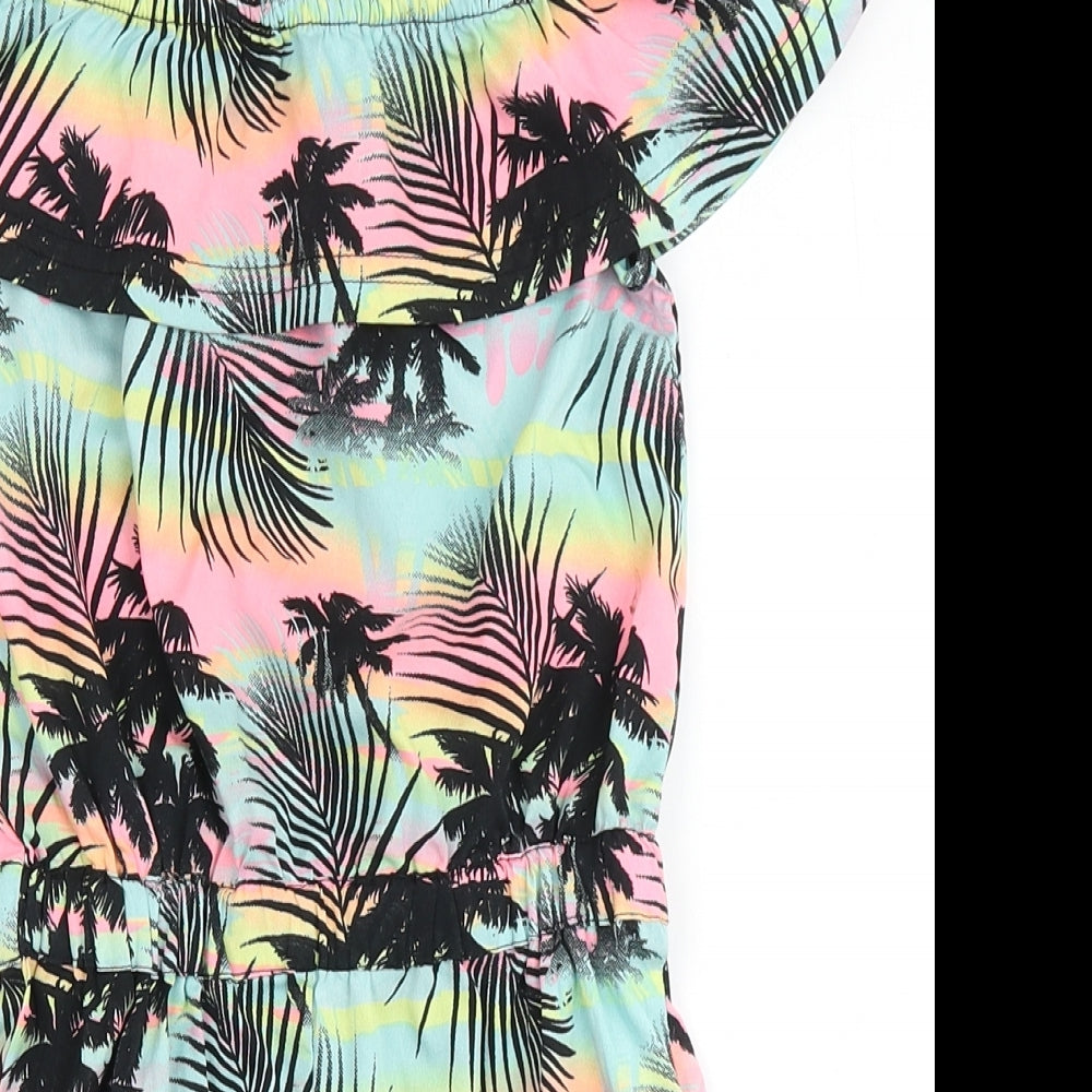 PEP&CO Girls Multicoloured  100% Polyester Playsuit One-Piece Size 7-8 Years   - Tropical Palm