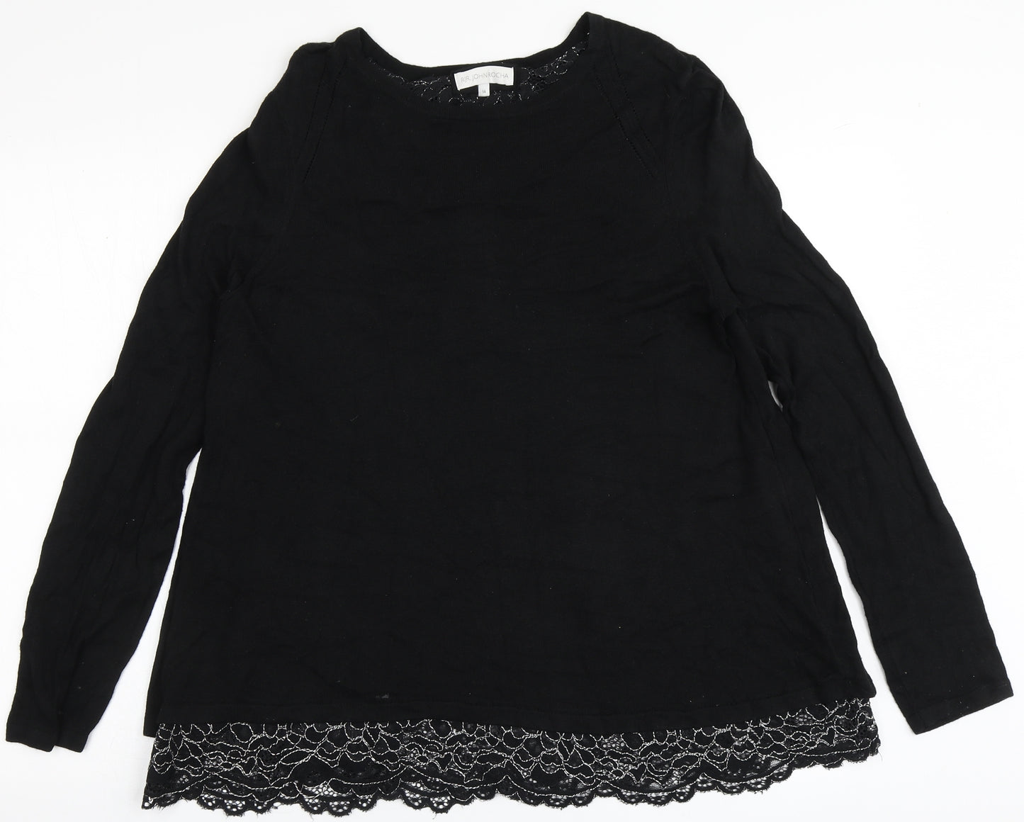 RJR.John Rocha Womens Black Round Neck  Viscose Pullover Jumper Size 14