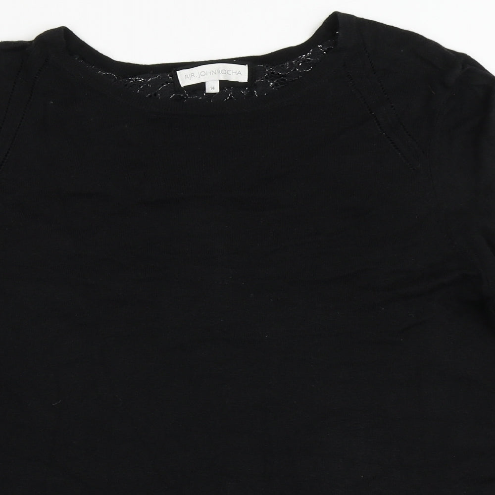 RJR.John Rocha Womens Black Round Neck  Viscose Pullover Jumper Size 14