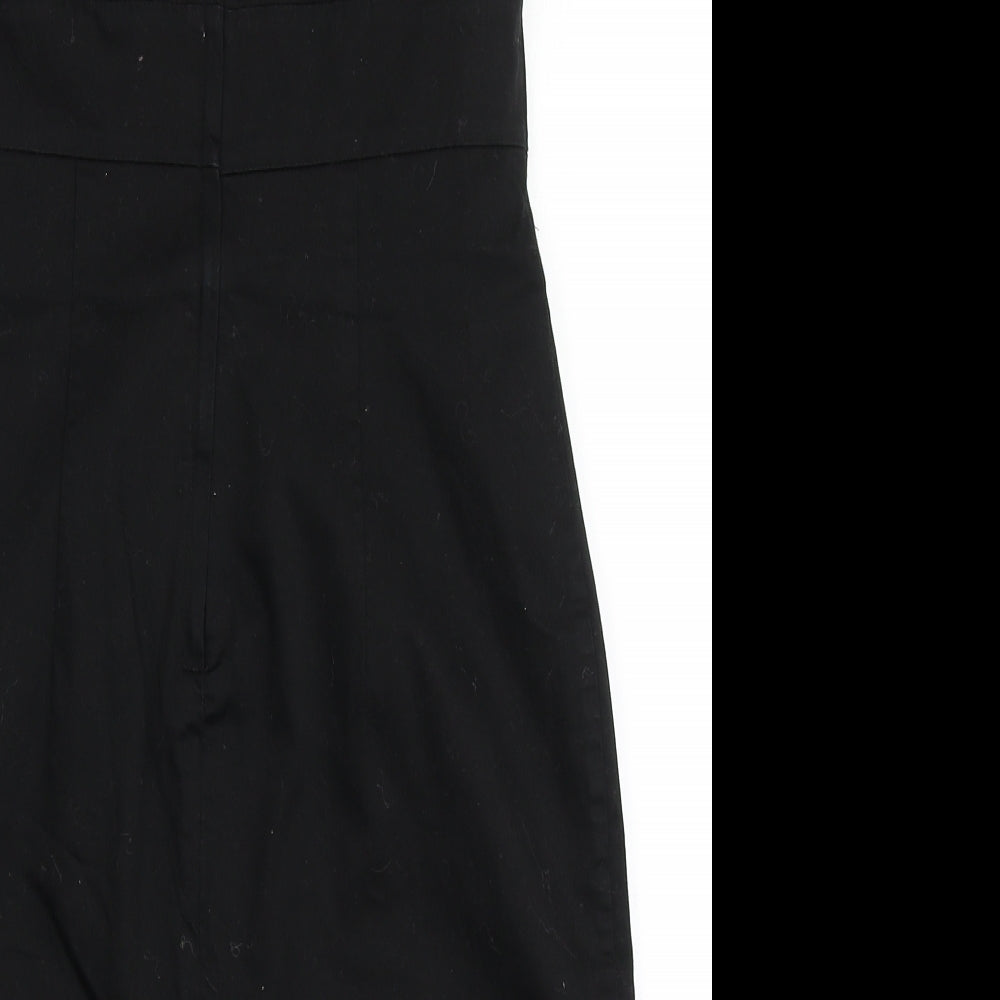 H&M Womens Black  Cotton A-Line  Size 8  V-Neck Zip