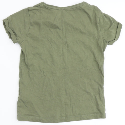Primark Girls Green  100% Cotton Basic T-Shirt Size 7-8 Years Round Neck  - L'Amour