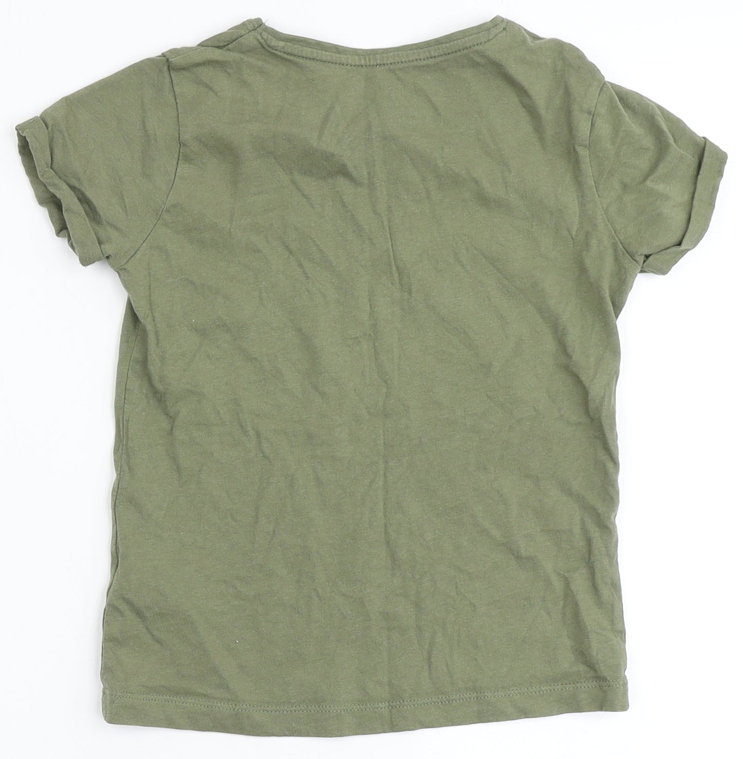 Primark Girls Green  100% Cotton Basic T-Shirt Size 7-8 Years Round Neck  - L'Amour