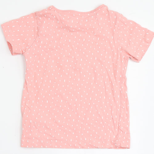Primark Girls Pink Polka Dot 100% Cotton Basic T-Shirt Size 6-7 Years Round Neck  - Smile