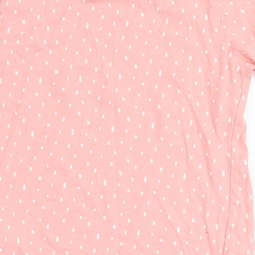 Primark Girls Pink Polka Dot 100% Cotton Basic T-Shirt Size 6-7 Years Round Neck  - Smile