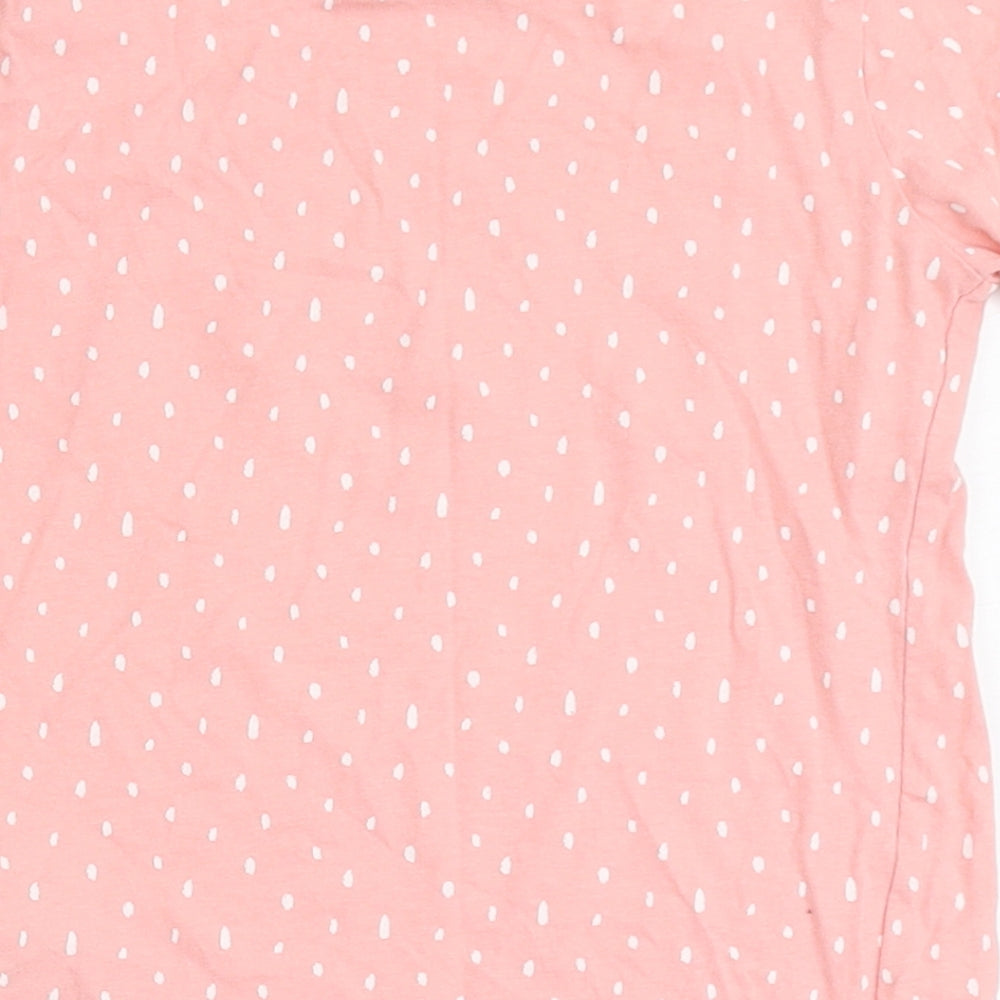 Primark Girls Pink Polka Dot 100% Cotton Basic T-Shirt Size 6-7 Years Round Neck  - Smile