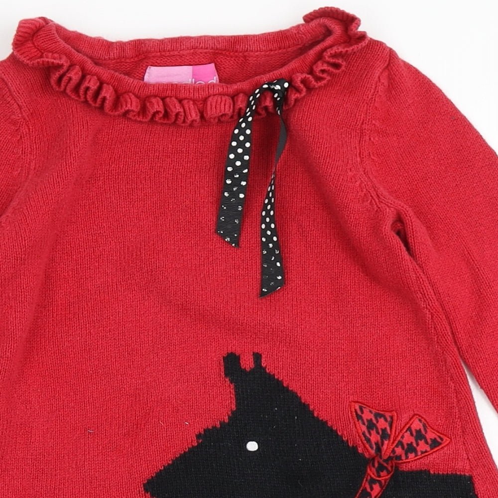 Good Lad Girls Red  Ramie A-Line  Size 6 Years  Round Neck  - Scottie Dog