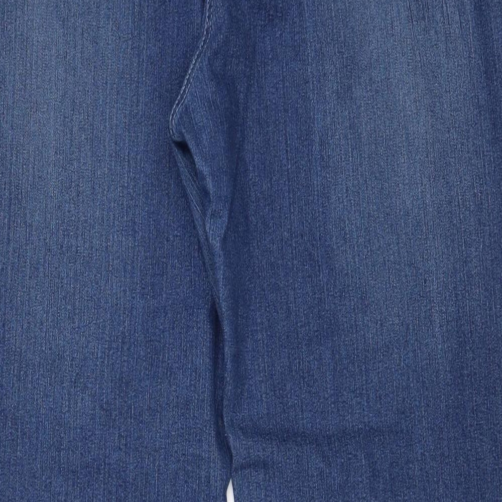 Marks and Spencer Womens Blue  Cotton Bootcut Jeans Size 18 L29.5 in Regular Zip