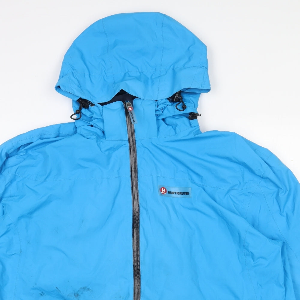 Hurtigruten  Mens Blue   Rain Coat Coat Size L  Zip