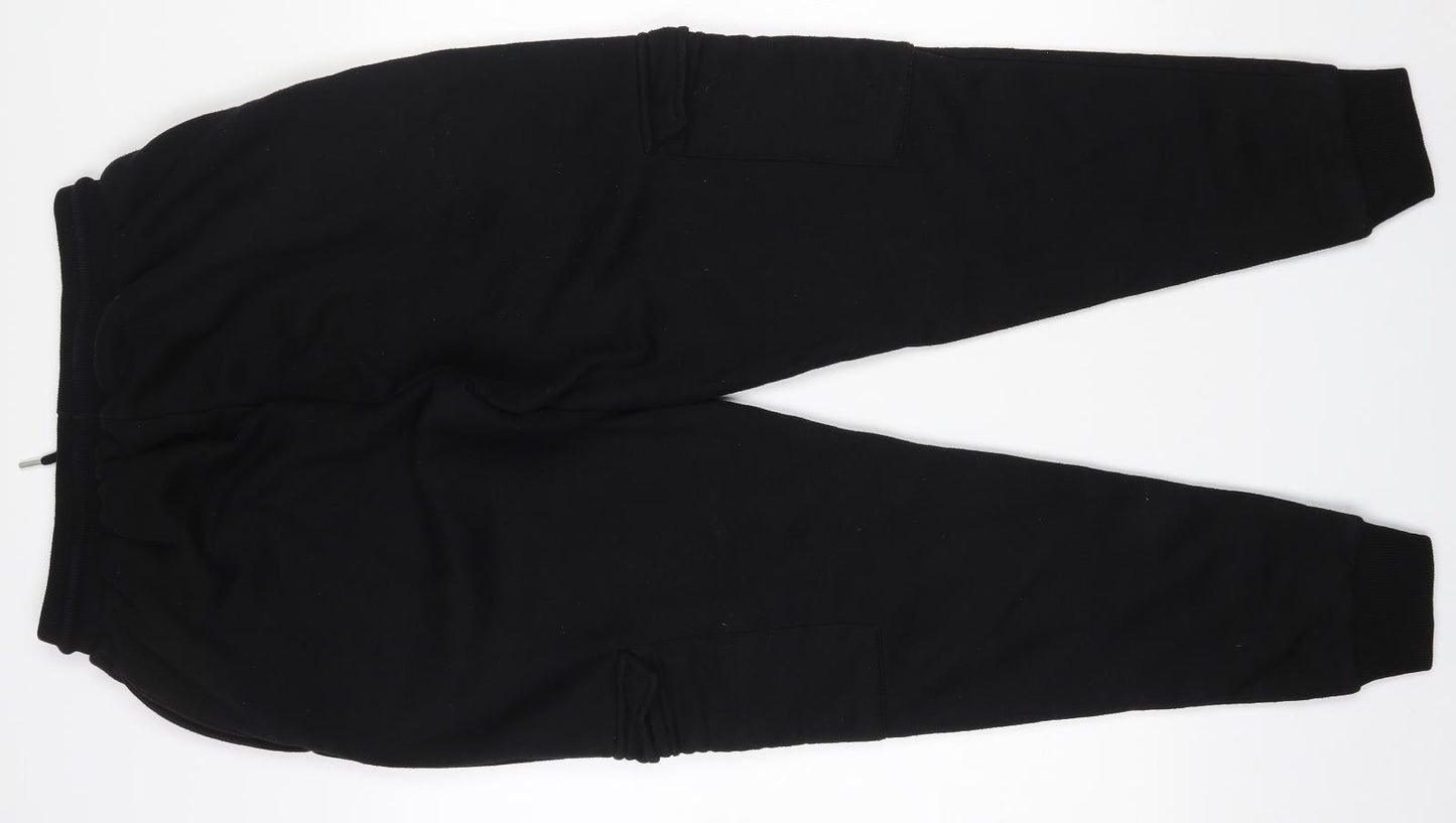 Boohoo man Mens Black  Cotton Sweatpants Trousers Size M L29 in Relaxed Drawstring