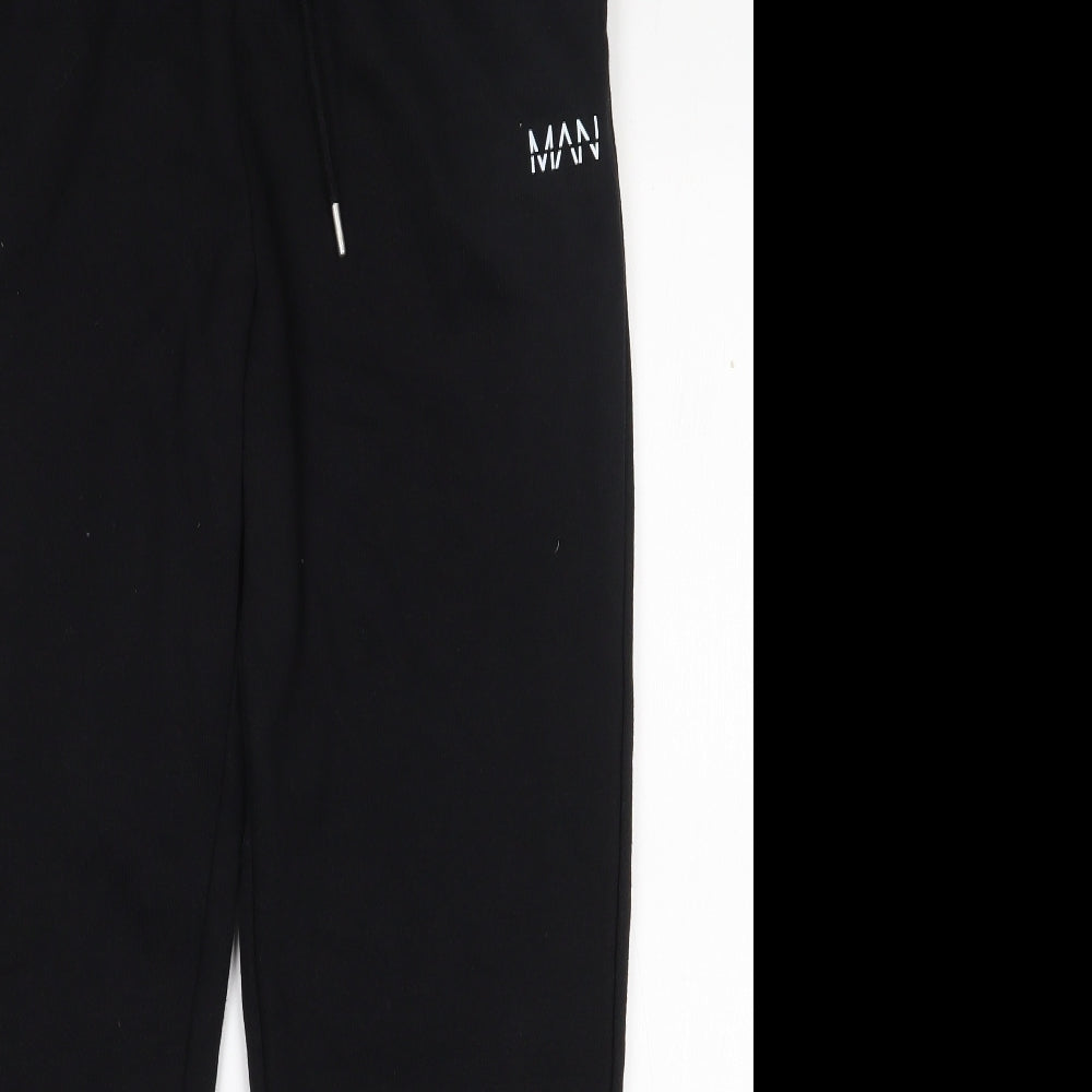 Boohoo Man  Mens Black  Cotton Sweatpants Trousers Size L L28 in Regular Drawstring