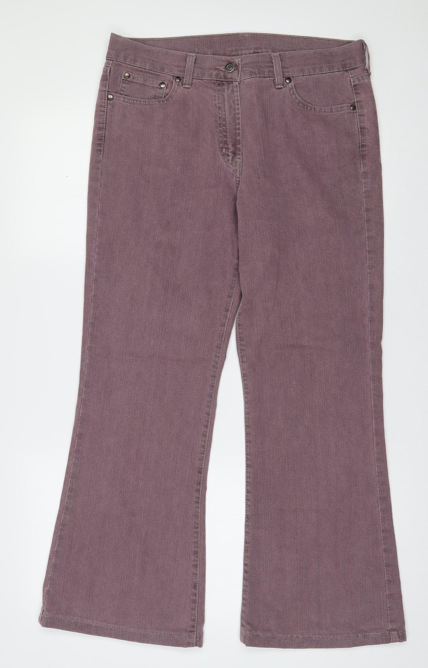 Principles Womens Purple  Cotton Bootcut Jeans Size 14 L27.5 in Regular Zip
