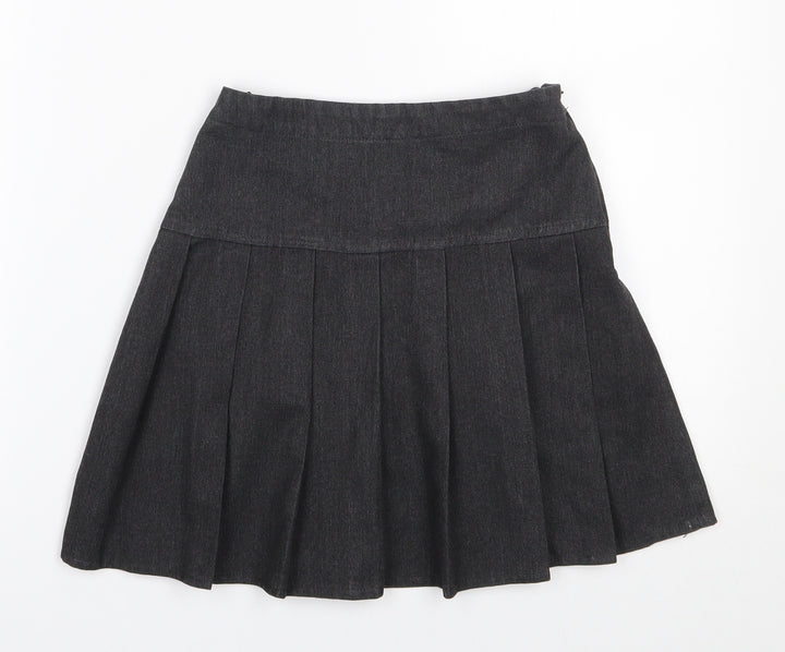 Next School Girls Grey Polyester Pleated Skirt Size 8 Years Regular Zip