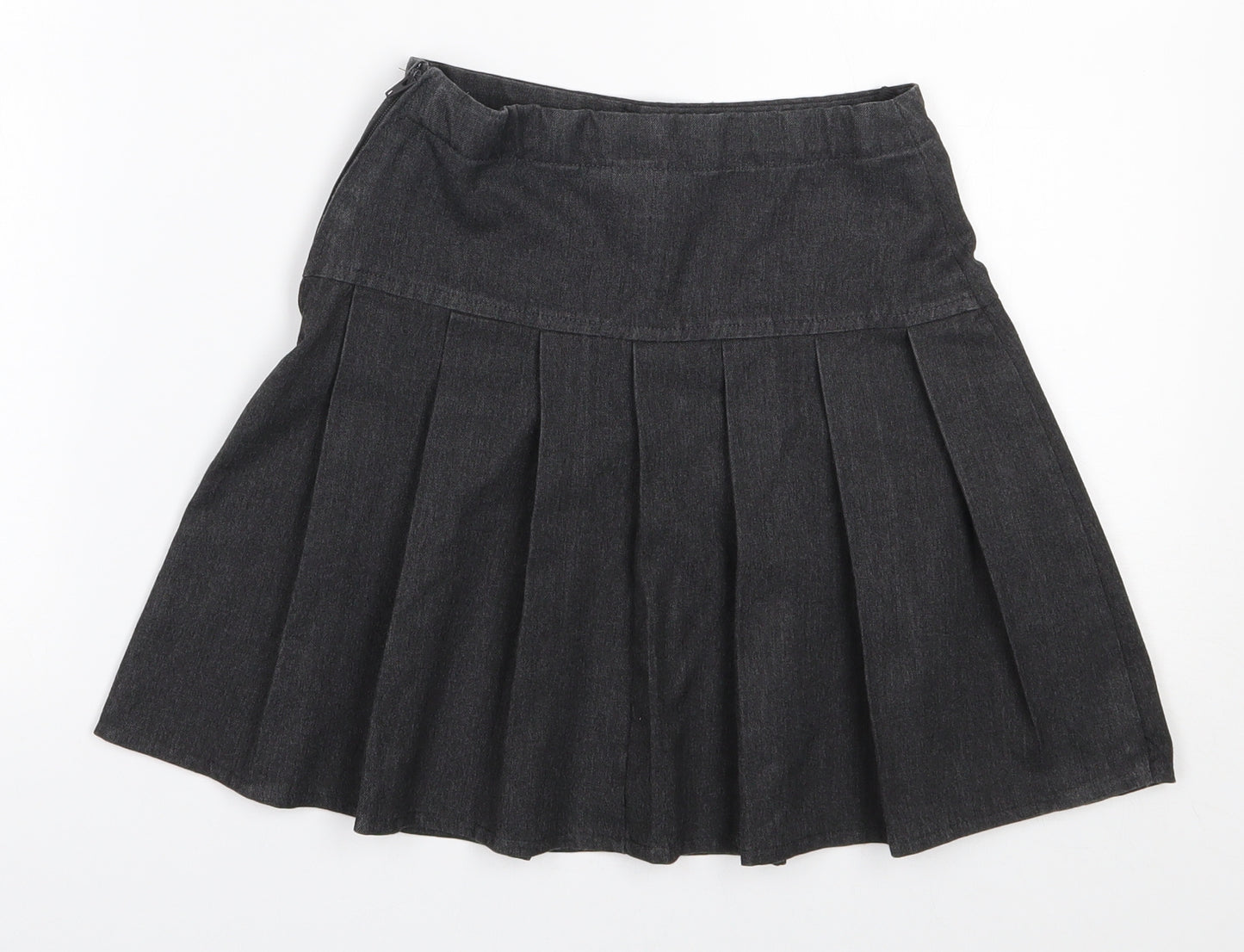 Next School Girls Grey  Polyester Pleated Skirt Size 8 Years  Regular Zip