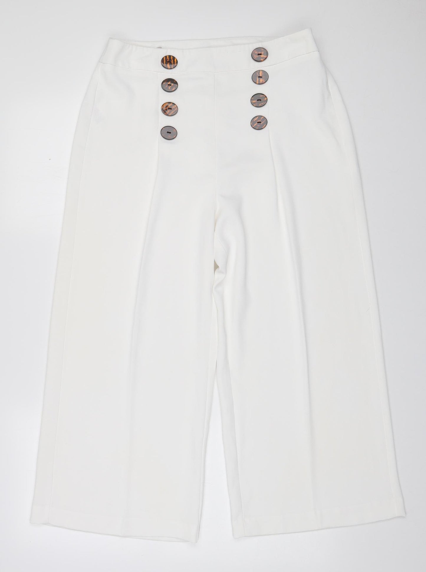 F&F  Womens White  Polyester Trousers  Size 12 L22.5 in Regular Zip