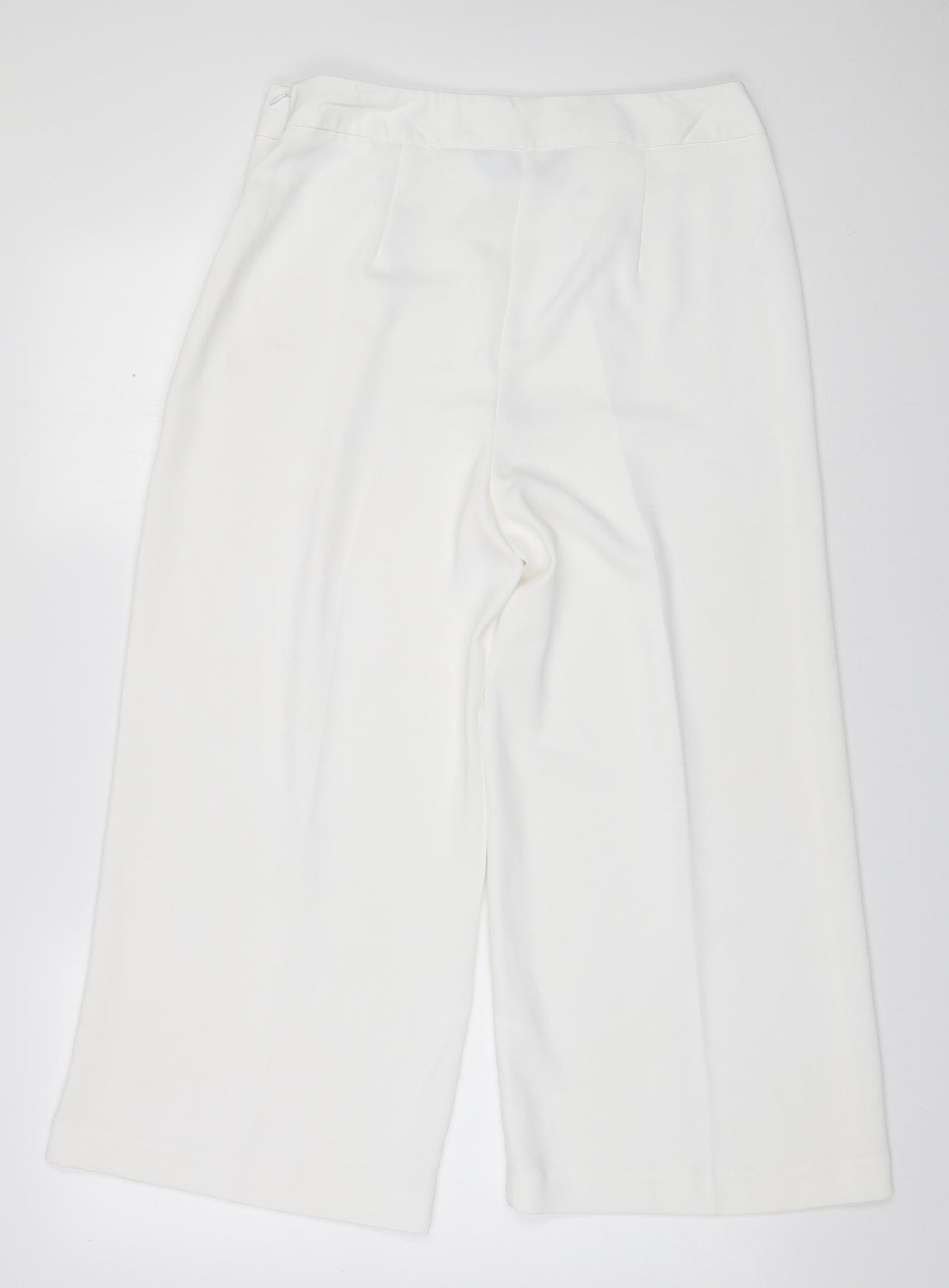 F&F  Womens White  Polyester Trousers  Size 12 L22.5 in Regular Zip