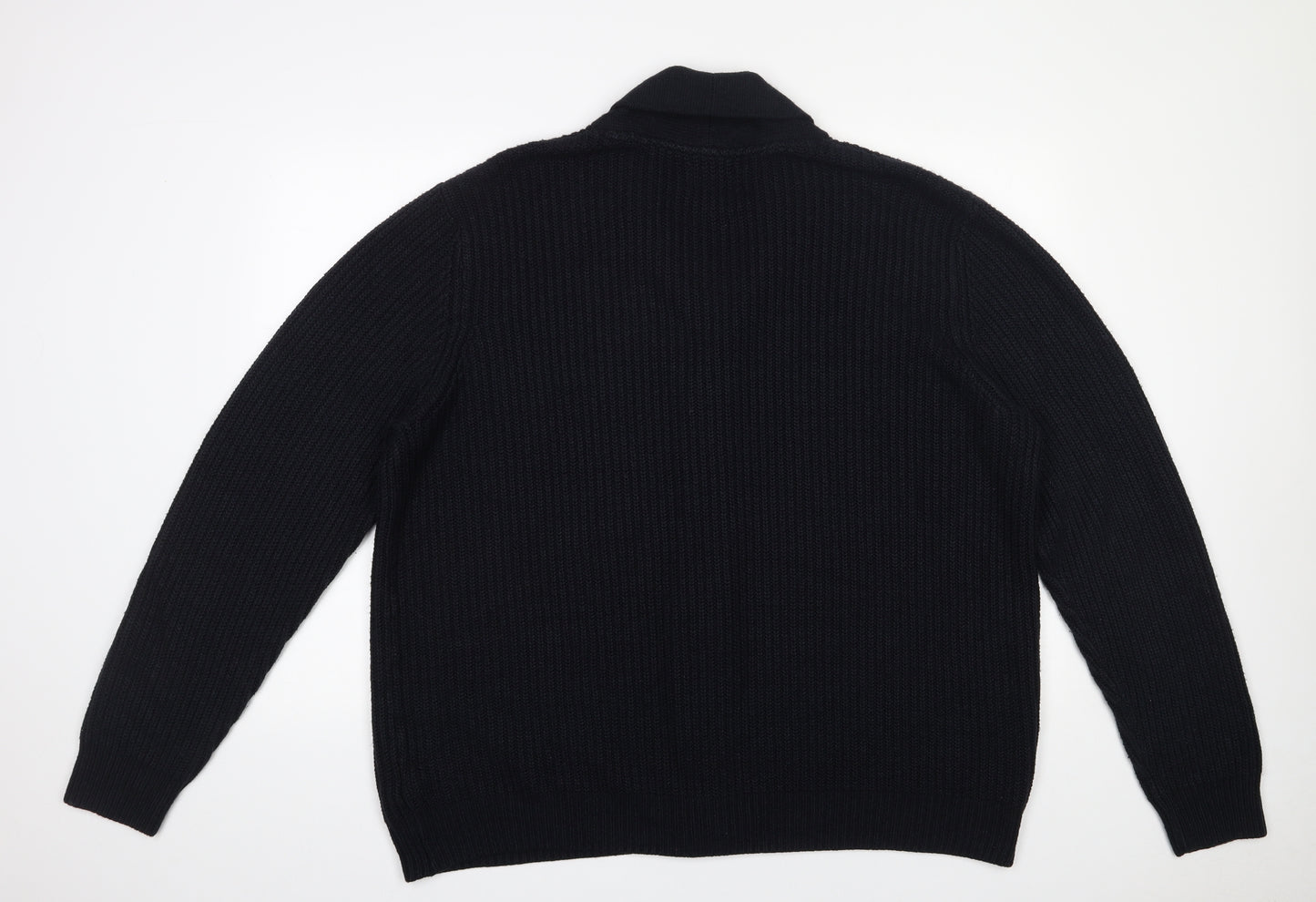 George Mens Blue V-Neck  Acrylic Cardigan Jumper Size 2XL