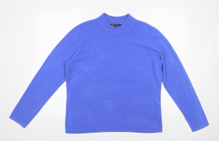 Bonmarché Womens Blue High Neck  Acrylic Pullover Jumper Size 16
