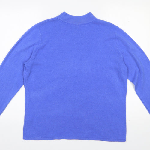 Bonmarché Womens Blue High Neck  Acrylic Pullover Jumper Size 16