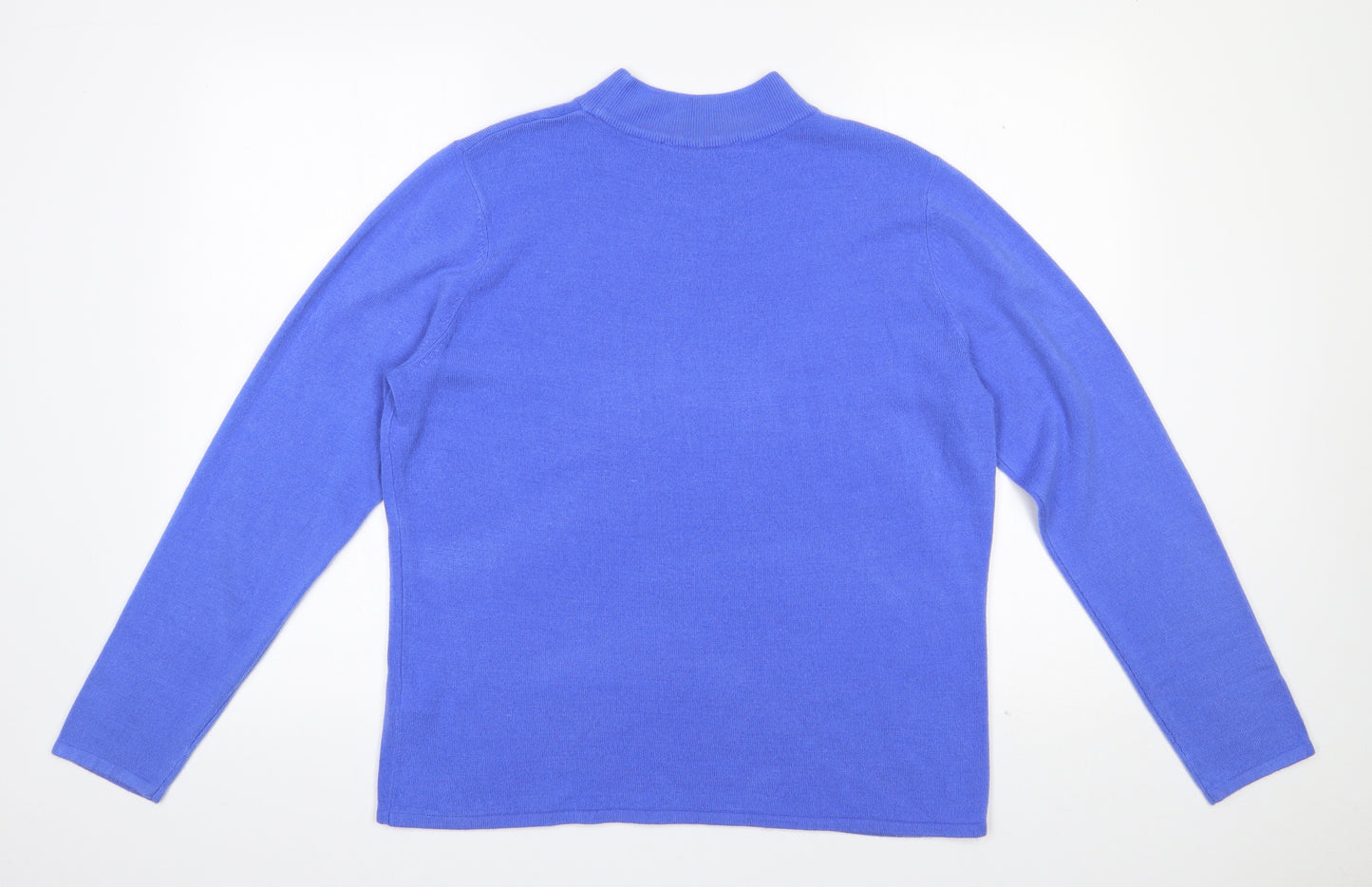 Bonmarché Womens Blue High Neck  Acrylic Pullover Jumper Size 16