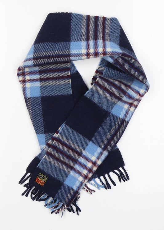 Sammy Mens Blue Plaids & Checks Wool Scarf  Size Regular